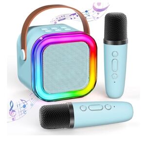 Mini Karaoke Machine with 2 Wireless Microphone